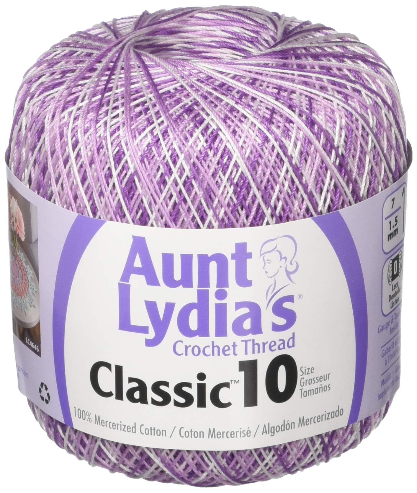 Aunt Lydia's Crochet Thread - Variegated - Size 10 - (2-Pack) Shaded Purple