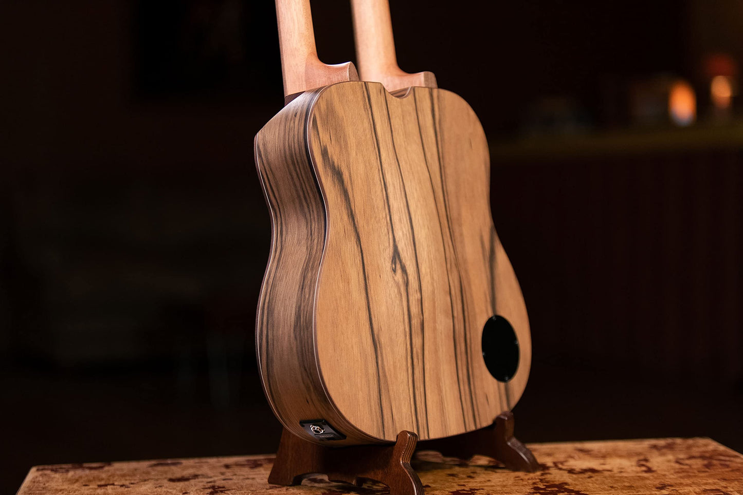 Ortega Guitars, 4-String Custom Built Series Double Neck Tenor Acoustic-Electric Ukulele & Uke-Bass w/Bag, Right (HYDRA-BSTE)