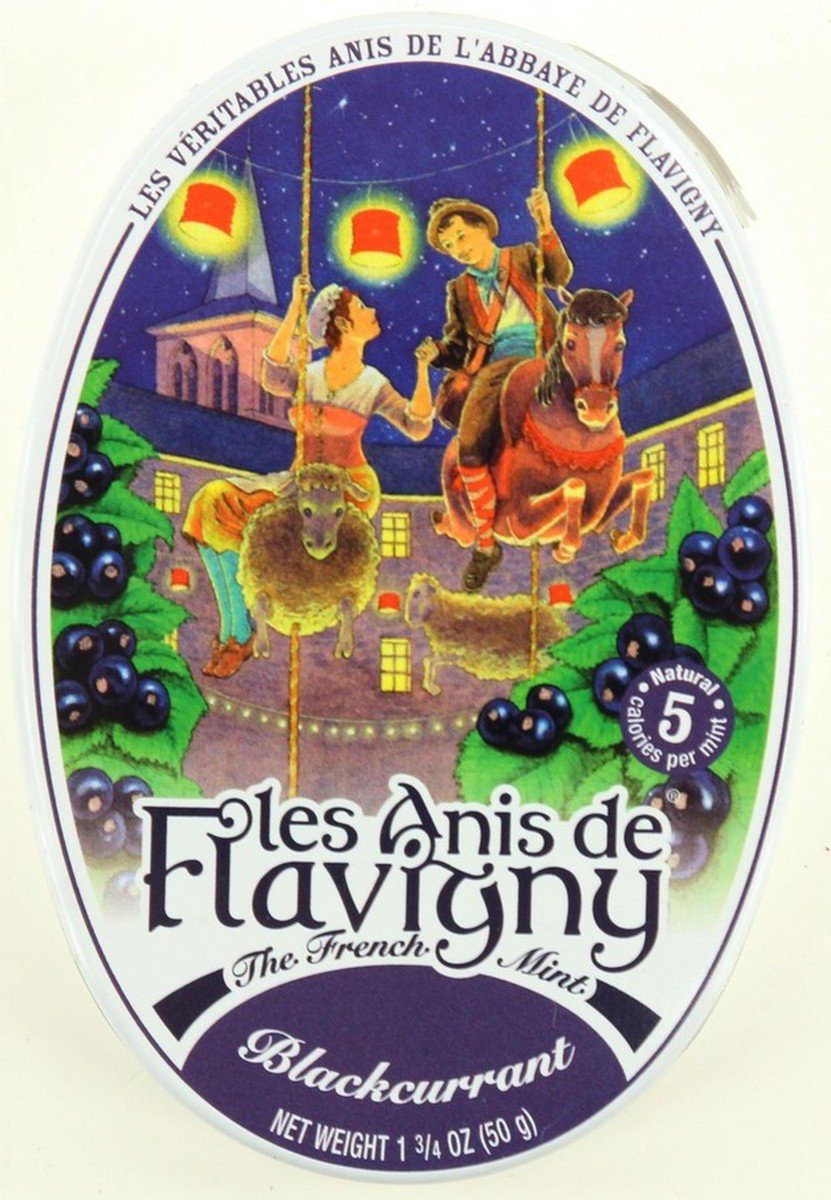 4 Pack Les Anis de Flavigny Hard Candy 1.75-ounce (50g) Tins (Black Currant)