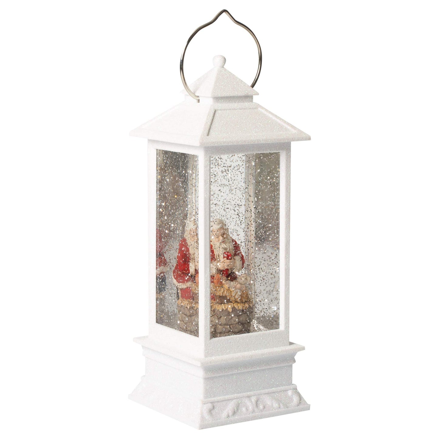 Roman 11" LED Swirl Lantern KNEELNG Santa White Lantern B/O W/O BT