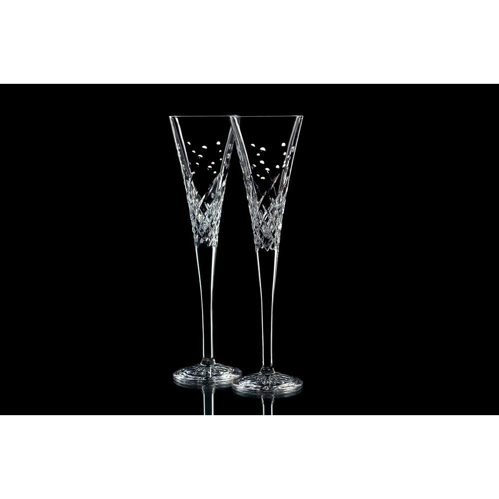 Waterford Crystal Wishes Happy Celebrations Toasting Flute Pair