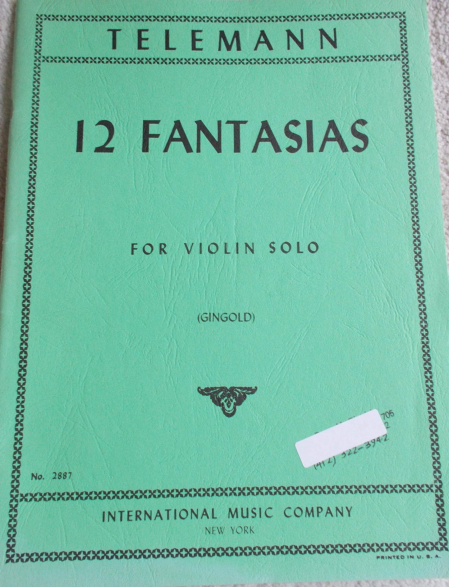 Telemann Georg Philipp 12 Fantasias TWV 40:14-25 Violin solo - by Josef Gingold - International