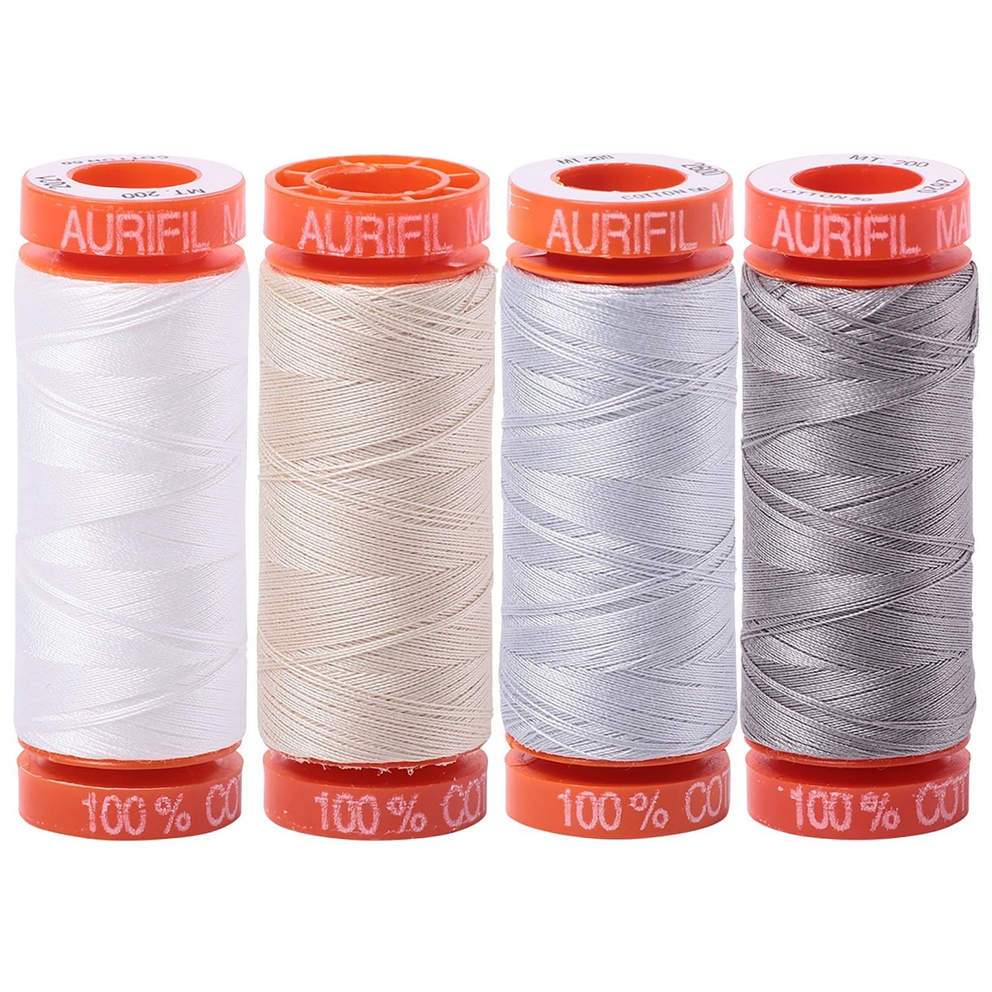Aurifil (4) 220 YD Spools 50 wt Quilter's Choice Set of Essential Piecing Thread Colors Bundle of 4 Spools