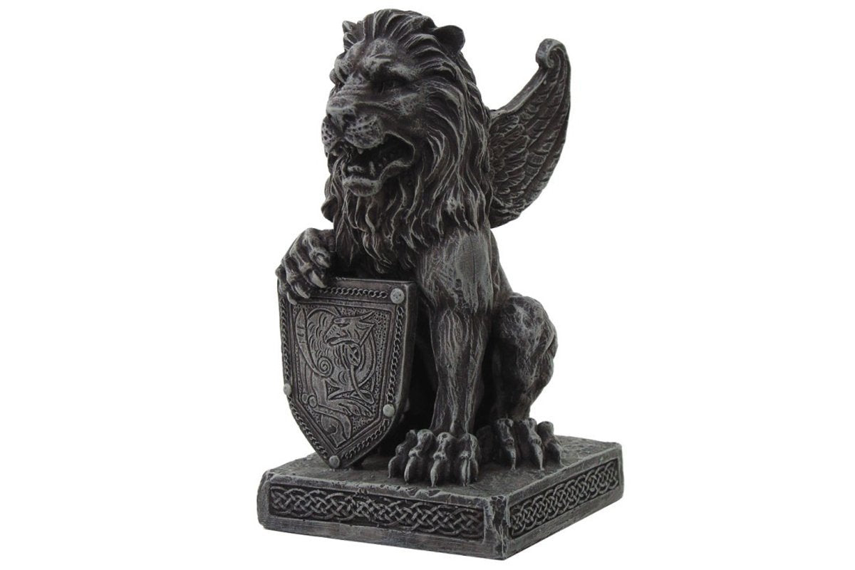 Pacific Giftware Lion Gargoyle with Shield Figurine Statue