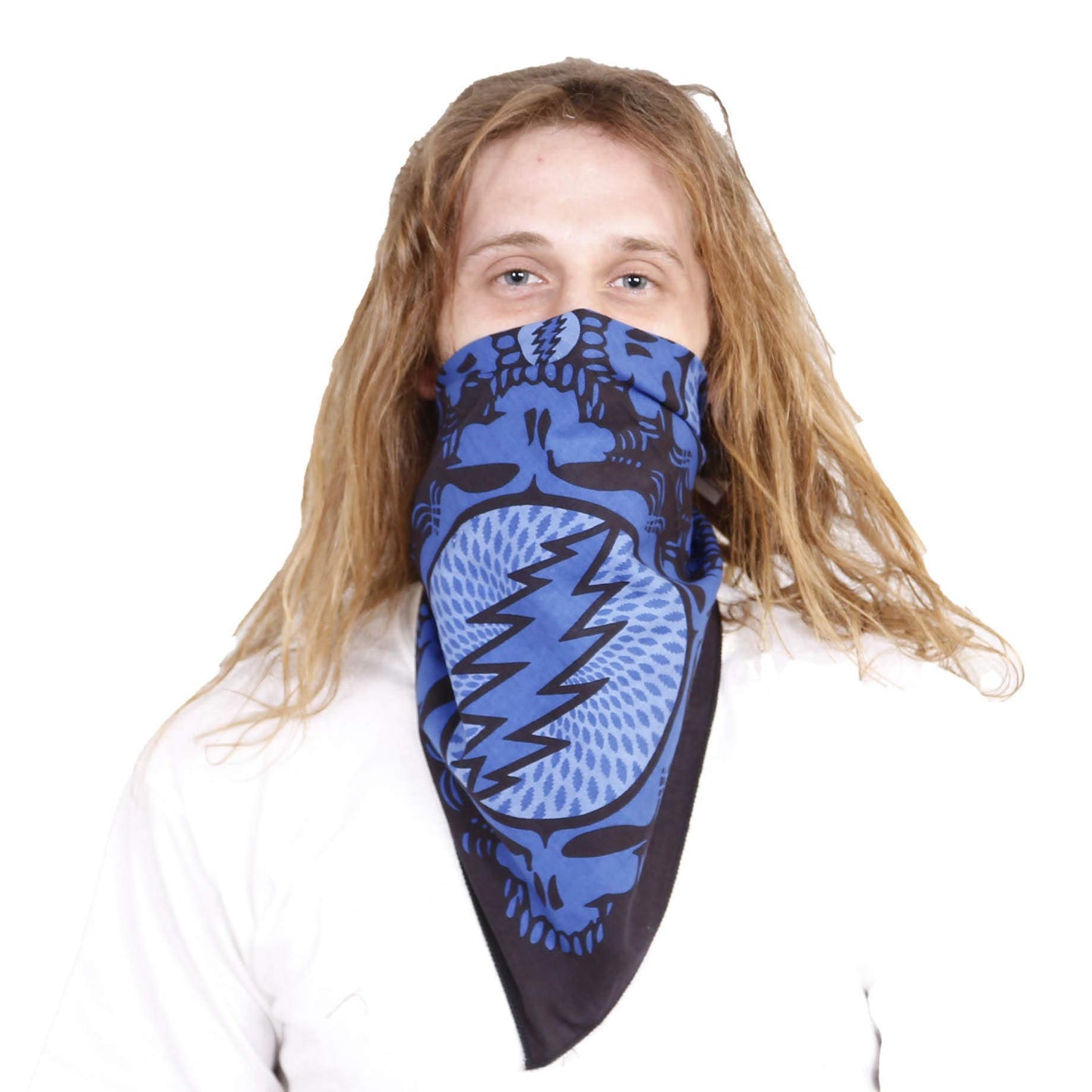 Sunshine Joy Grateful Dead Spin Yr Face SYF Bandana 22x22 Inches (Blue)