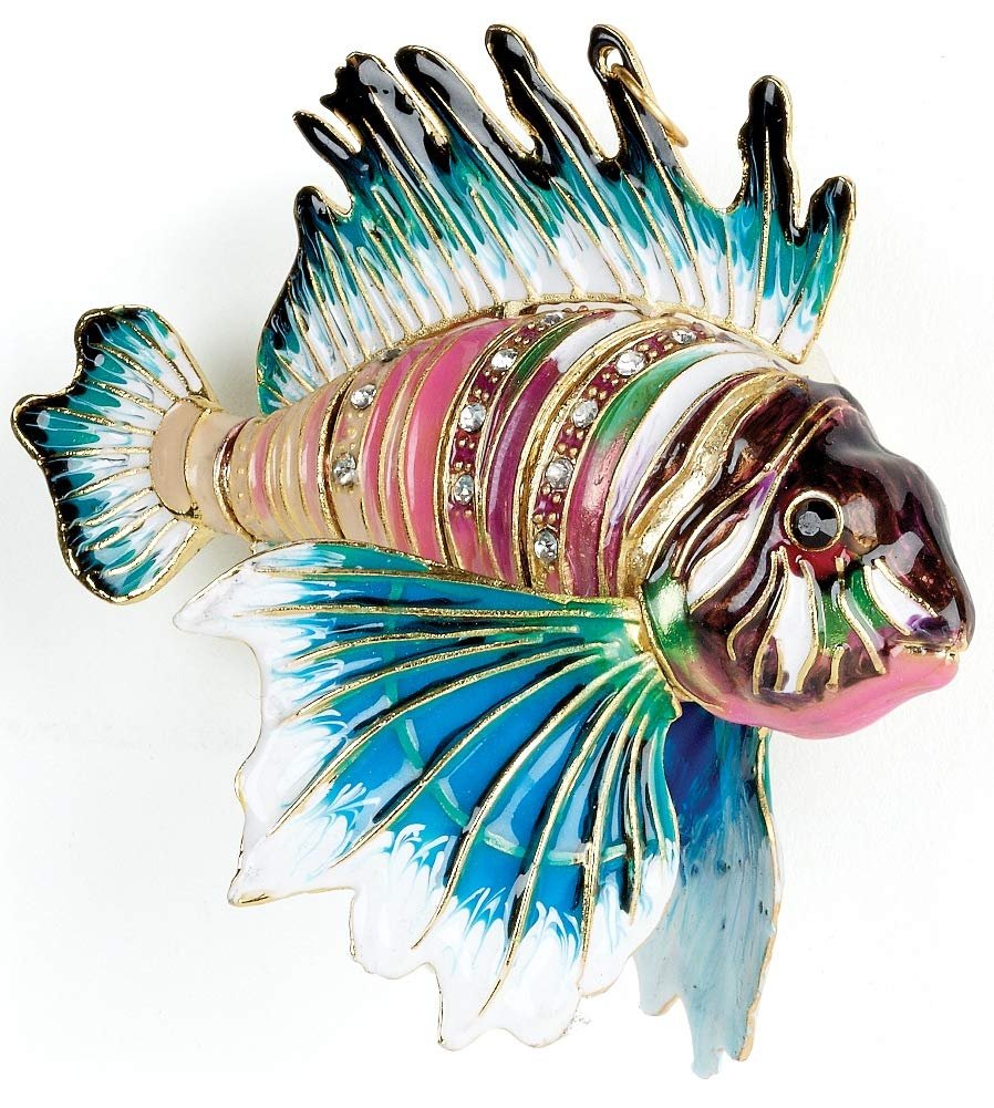Kubla Crafts Enameled Ornament Jeweled Articulated XL Cloisonne Art Lionfish