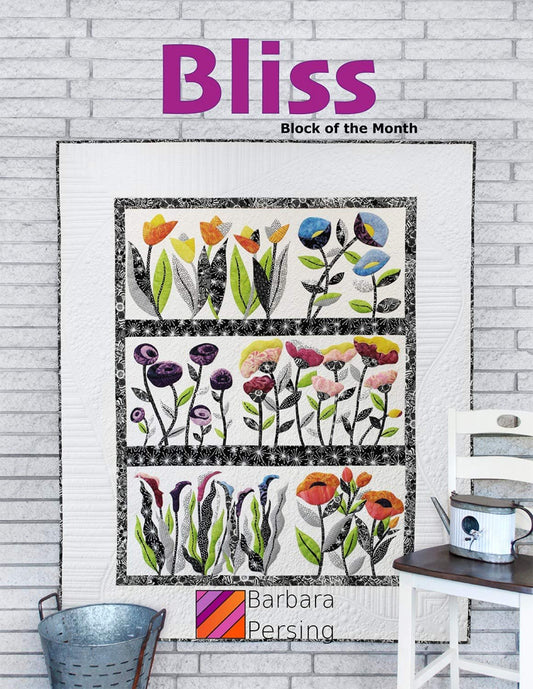 Bliss Floral Garden Flower Block of The Month Quilt Pattern Set Barbara Persing
