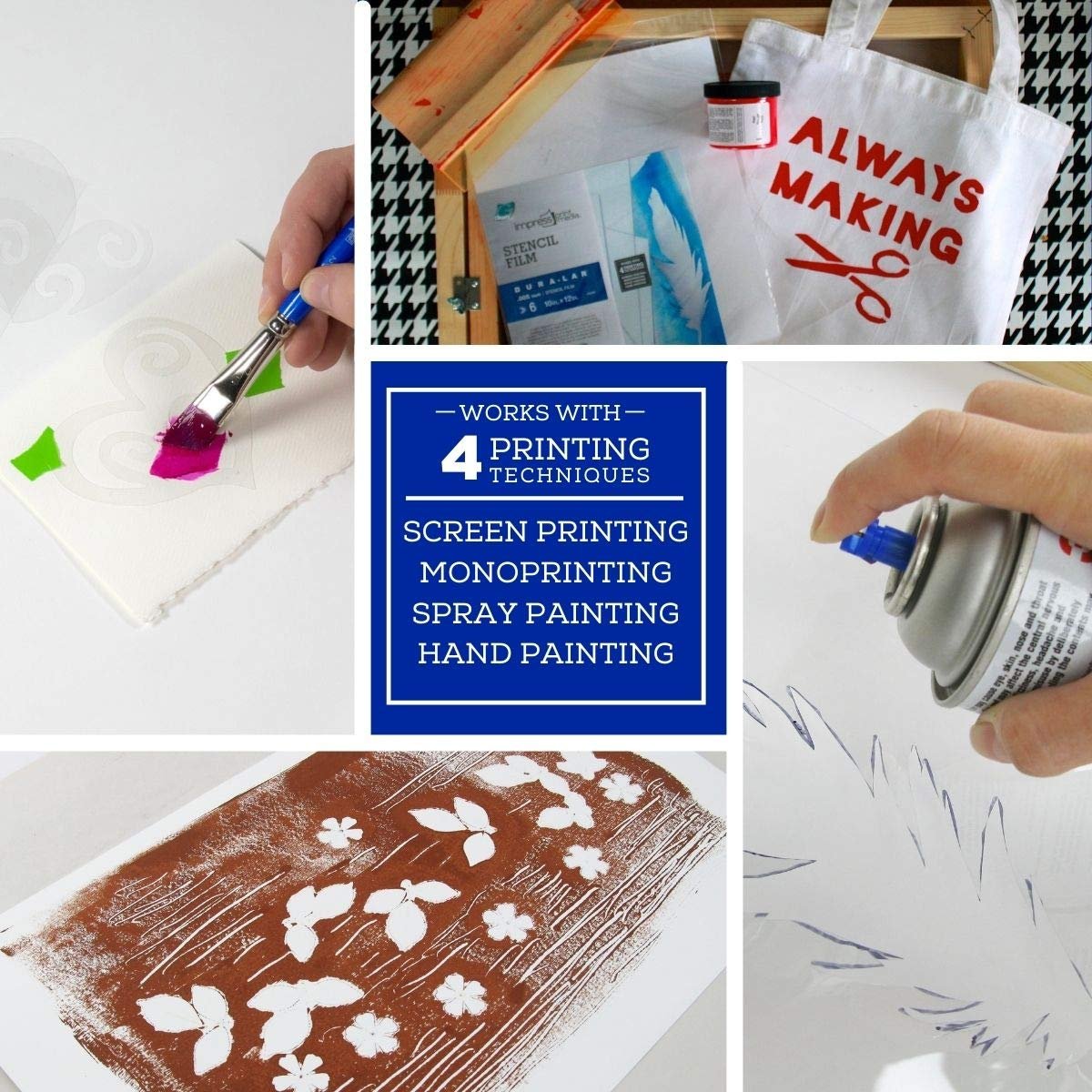 Grafix Impress Print Media Monoprint Plate – 5 x 7”, Pack of 3 – Transparent, Lightweight, Non-Porous .030” Dura-Lar Monoprinting Surface, Economical Alternative to Metal or Glass Plates