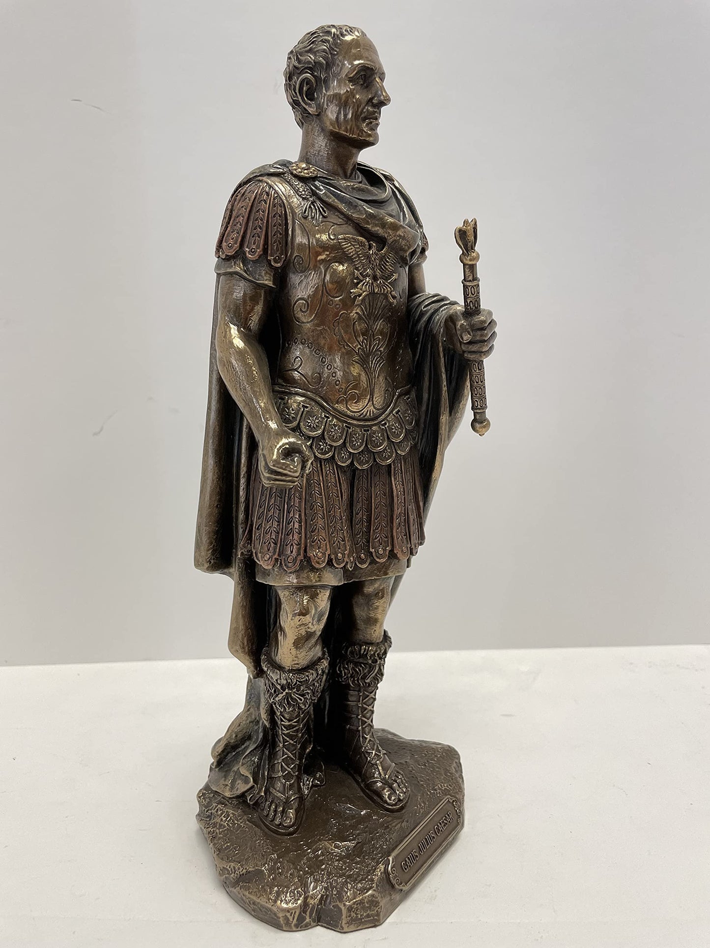 Gaius Julius Caesar in Roman Military Uniform Statue Bronze Finish