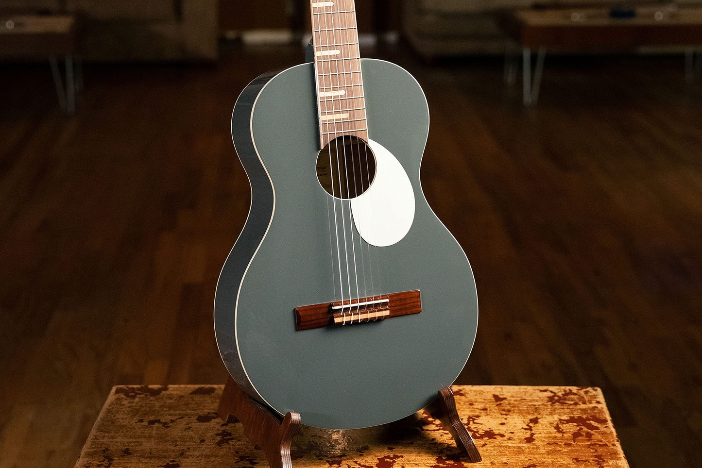 Ortega Guitars 6 Gaucho Series Nylon String Parlor Guitar w/Bag, Right, Platinum Grat (RGA-PLT)