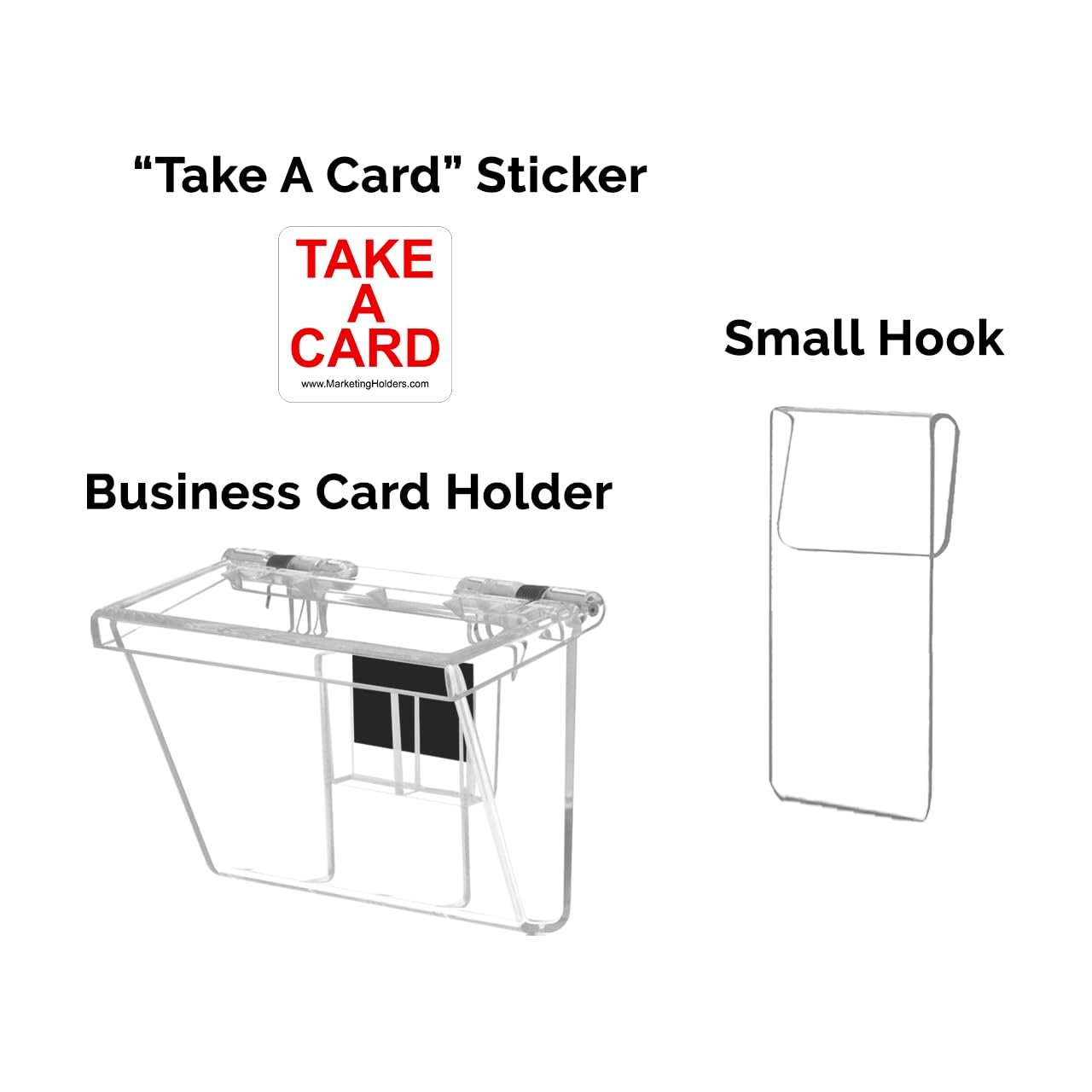 2 Pack Vehicle Business Card Holder with Lid and Window Hook Holds 3.5" x 2" Cards or Other Small Printed Materials with Take a Card Sticker On the Go Advertising for Contractors by Marketing Holders