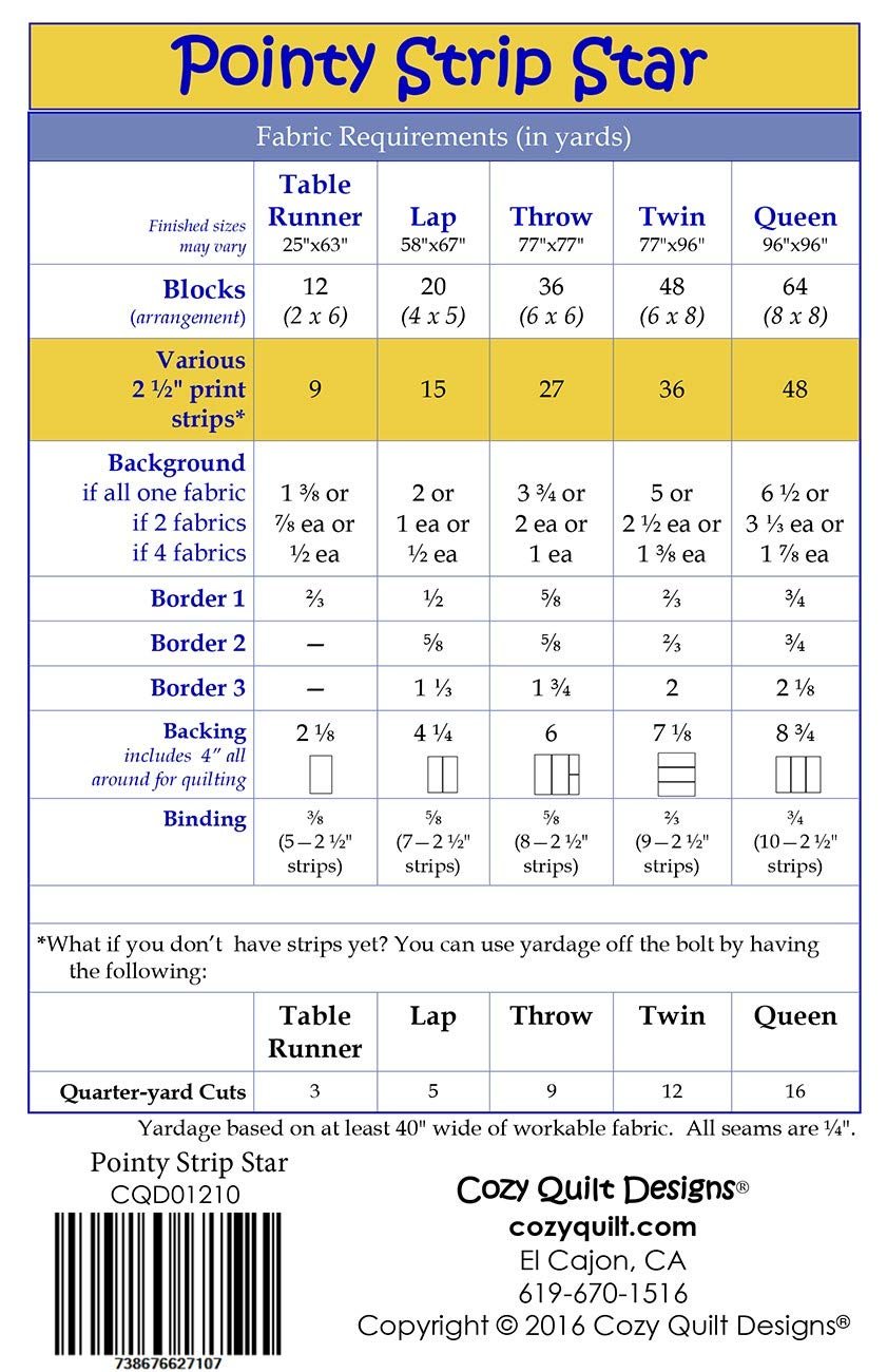 Cozy Quilt Designs 'Strip Club' Pattern - Pointy Strip Stars (Includes Instructions for Five Project Sizes)
