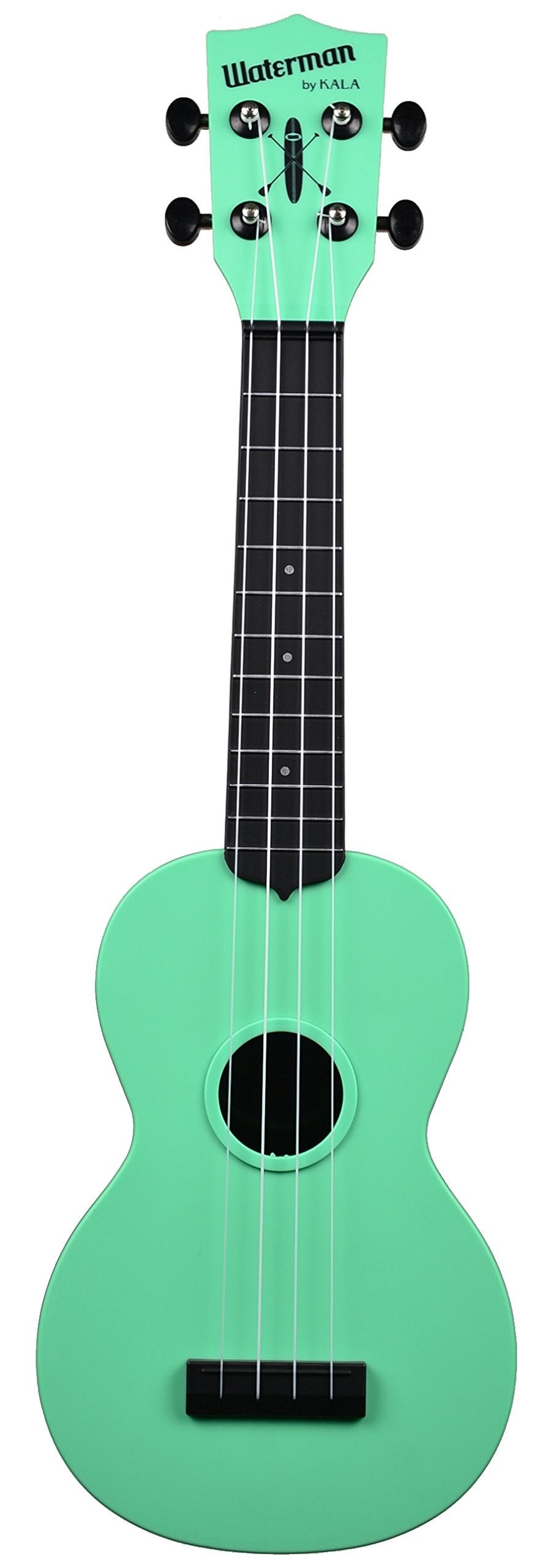Kala Makala Waterman Soprano Ukulele with Color Top/Black Back (Seafoam Green)