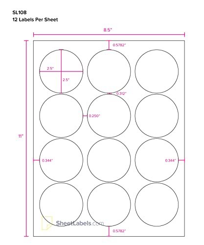 2.5" Round Labels, All Purpose White, Laser or Inkjet Printing