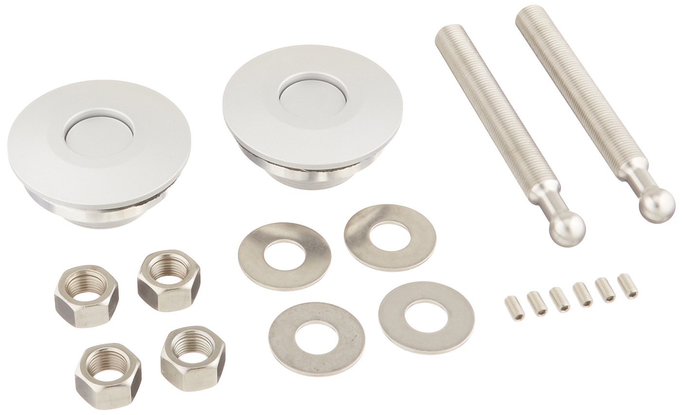 Quik-Latch Products Brushed Aluminum Low Profile Locking Quick Release Hood Pin Kit2