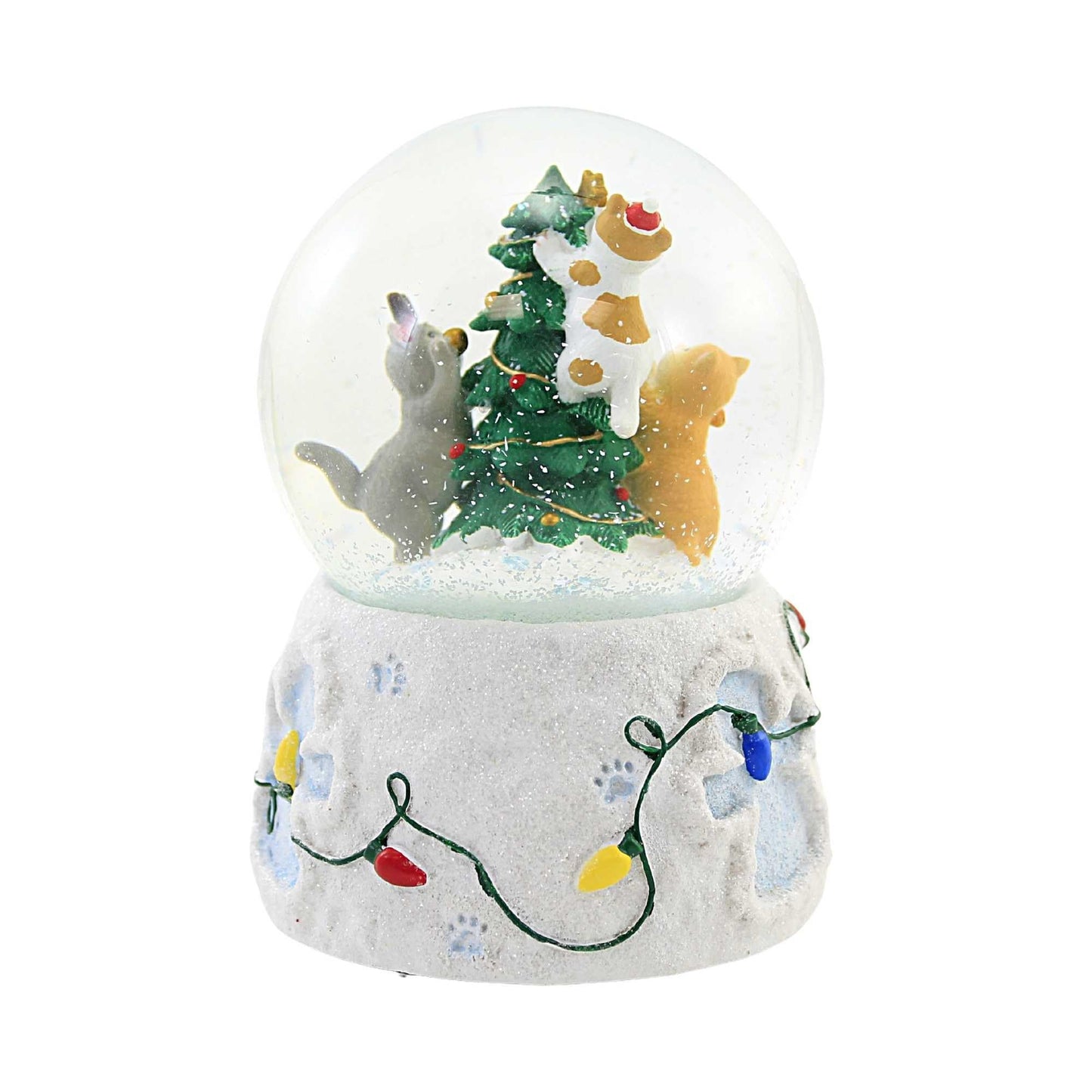 Roman 6" Musical Christmas Glitterdome – Cat Decorating Christmas Tree, 100mm Snow Globe, Holiday Home Decor, Tabletop Christmas Decoration, Gift for Cat Lovers