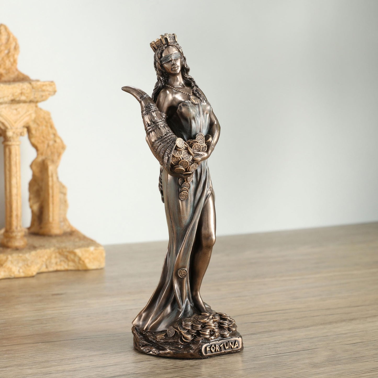 Veronese Design 6 1/8 Inch Fortuna The Greek Goddess of Fortune and Luck Resin Sculpture Cold Cast Bronze Finish