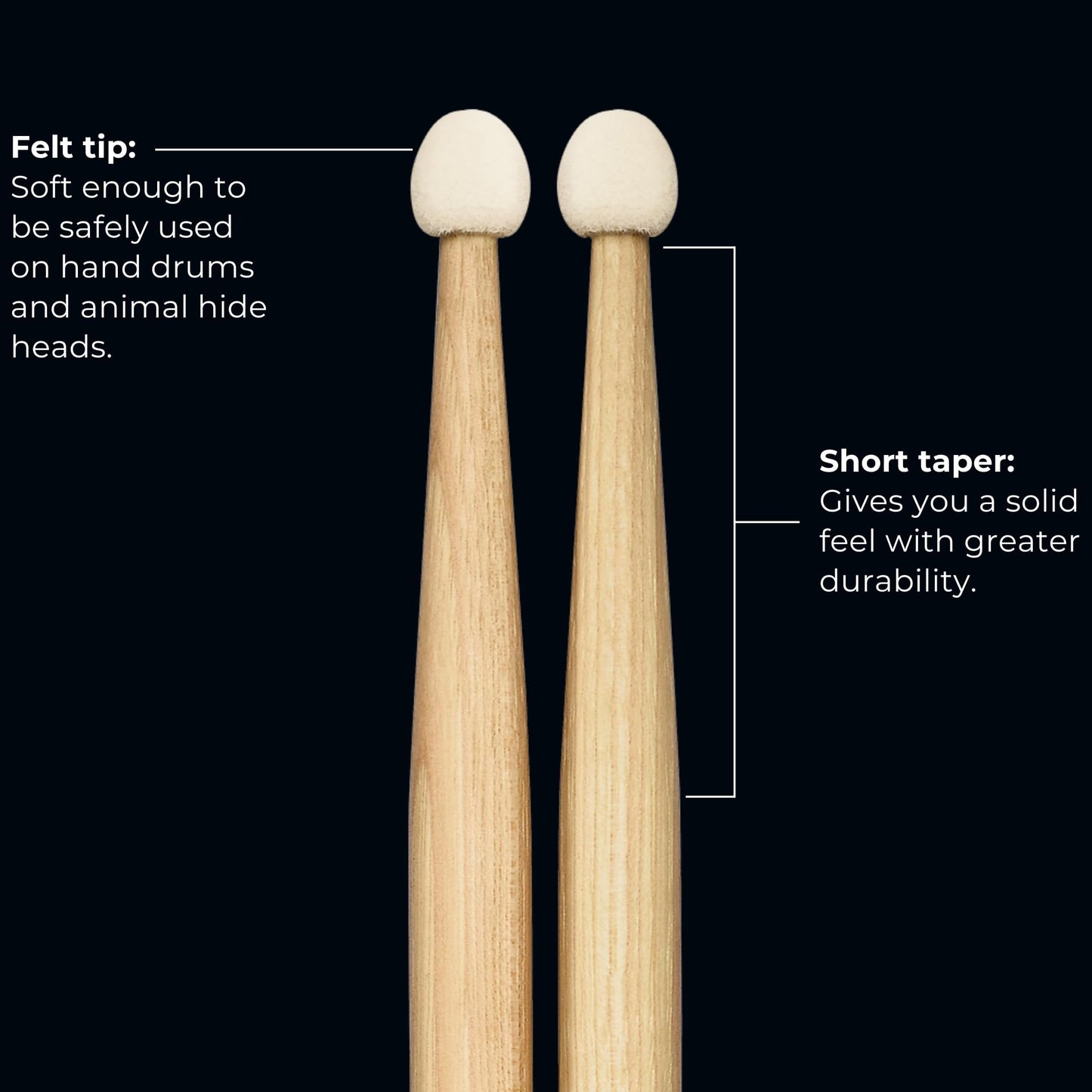 Meinl Stick & Brush Percussion Mallet with American Hickory Drumstick-Style Handle, Round Felt Tip-Made in Germany (SB116)