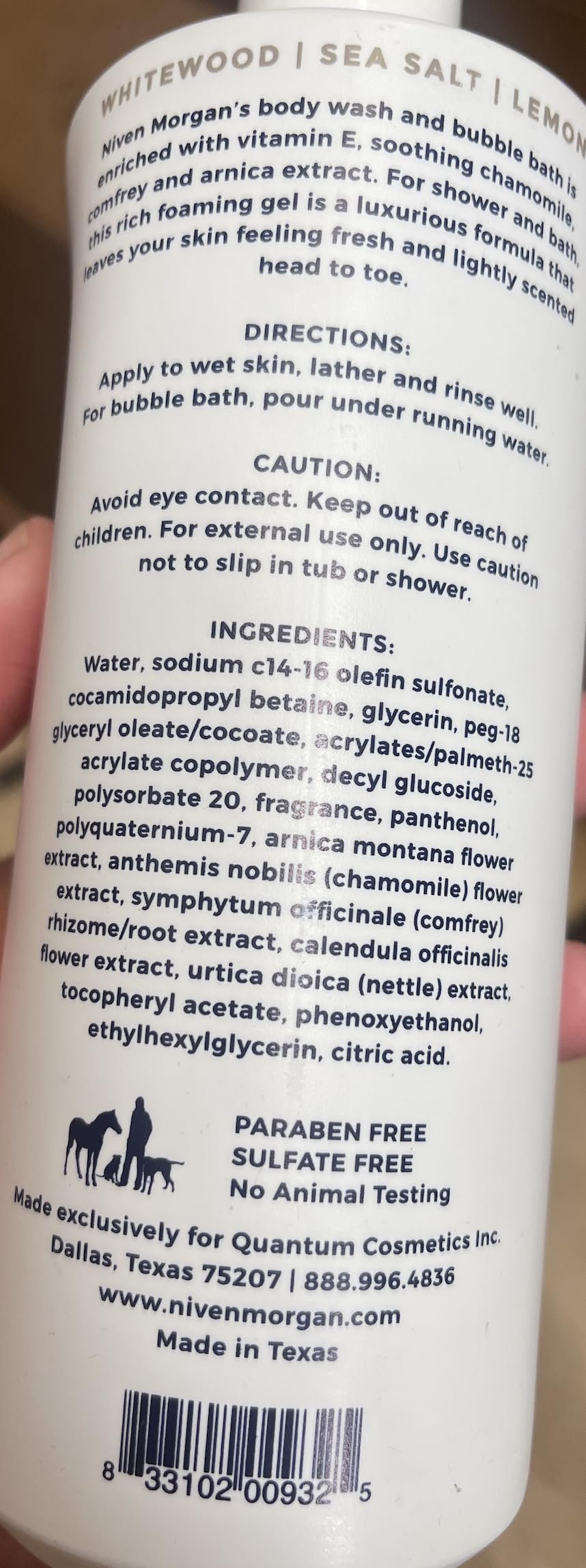 Niven Morgan Whitewood & Sea Salt Body Wash