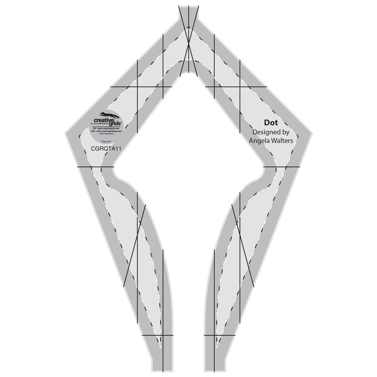Creative Grids Machine Quilting Tool – Dot – CGRQTA11 – Made in USA, Non-Slip Grip Acrylic Quilting & Sewing Template Ruler for Free-Motion Quilt Patchwork Design on Domestic Sewing & Longarm