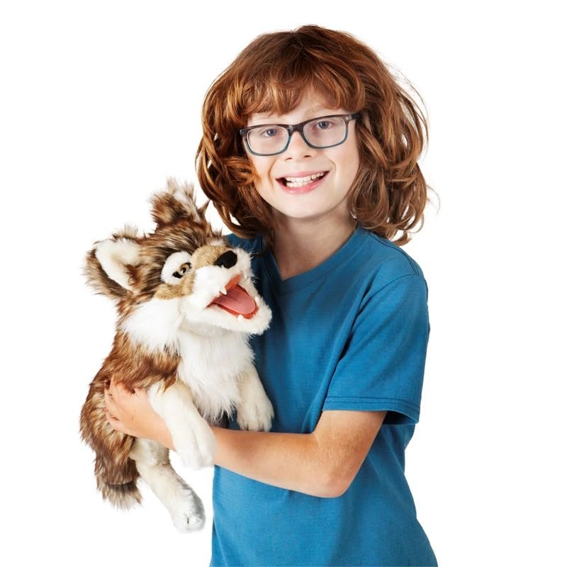 Folkmanis Gray Wolf Hand Puppet Gray/Black/White, 1 EA
