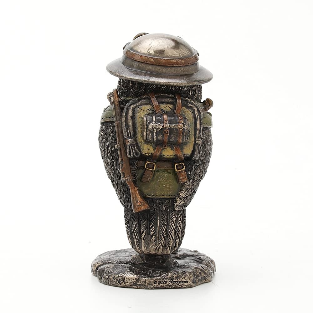 Veronese Design 4 1/8" Tall Sargent Major Oscar Whisky Lima Steampunk Owl Cold Cast Bronzed Resin Animal Sculpture Collectible Military Figurines