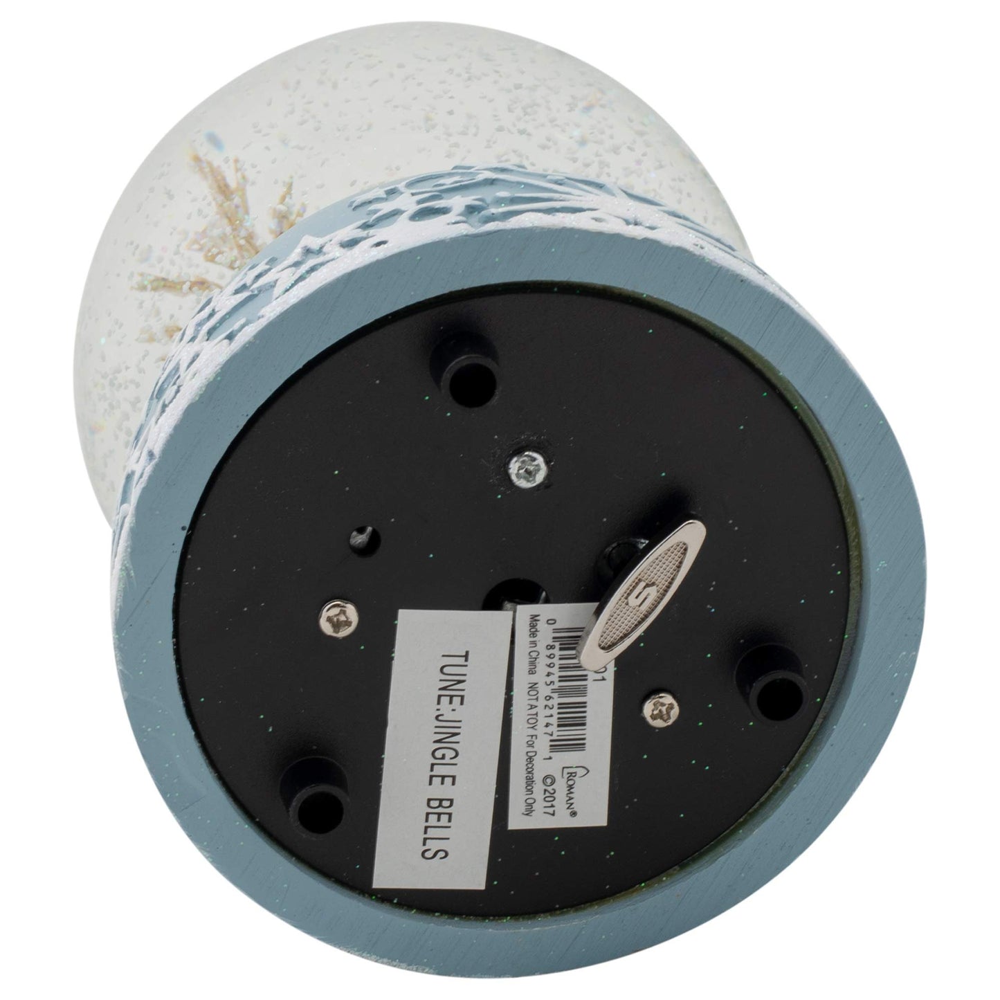 Roman Ice Skating Child with Hot Drink 6 Inch Musical Glitter Globe Playing The Tune Jingle Bells