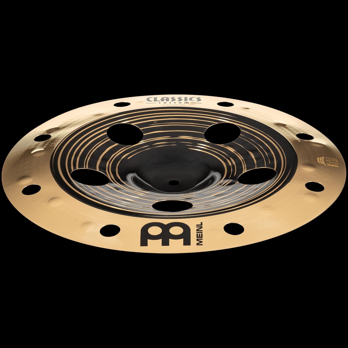 Meinl Cymbals Classics Custom Dual 16" Trash China Cymbal with Holes, Dark and Brilliant Finish — Made in Germany — for Rock, Metal and Fusion, 2-Year Warranty, (CC16DUTRCH)