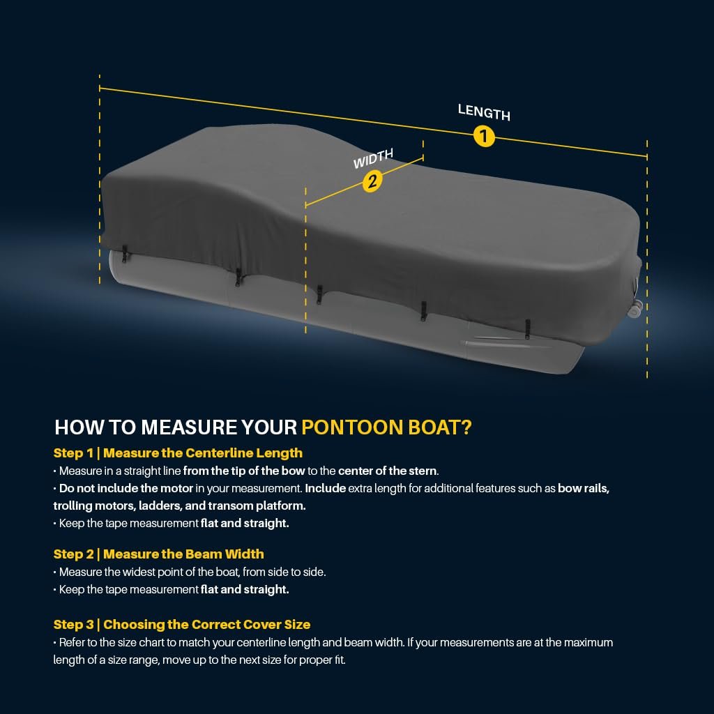 Seal Skin Covers Heavy-Duty Pontoon Boat Cover, Waterproof & UV Resistant, Fits 20 to 23ft L & Up to 102” W, Marine-Grade Protection with Secure Straps & Elastic Hem, All Weather Protection