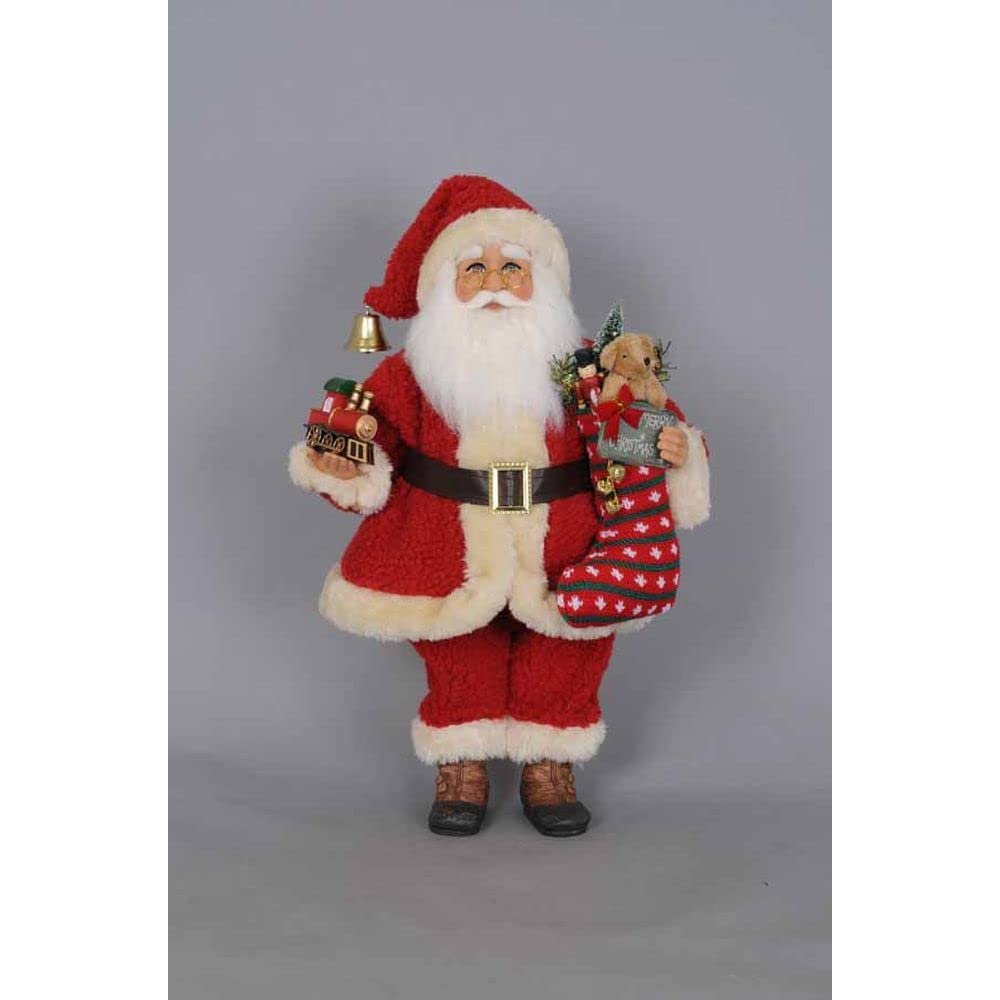 Karen Didion Originals Train Santa Figurine, 17 Inches - Handmade Christmas Holiday Home Decorations and Collectibles