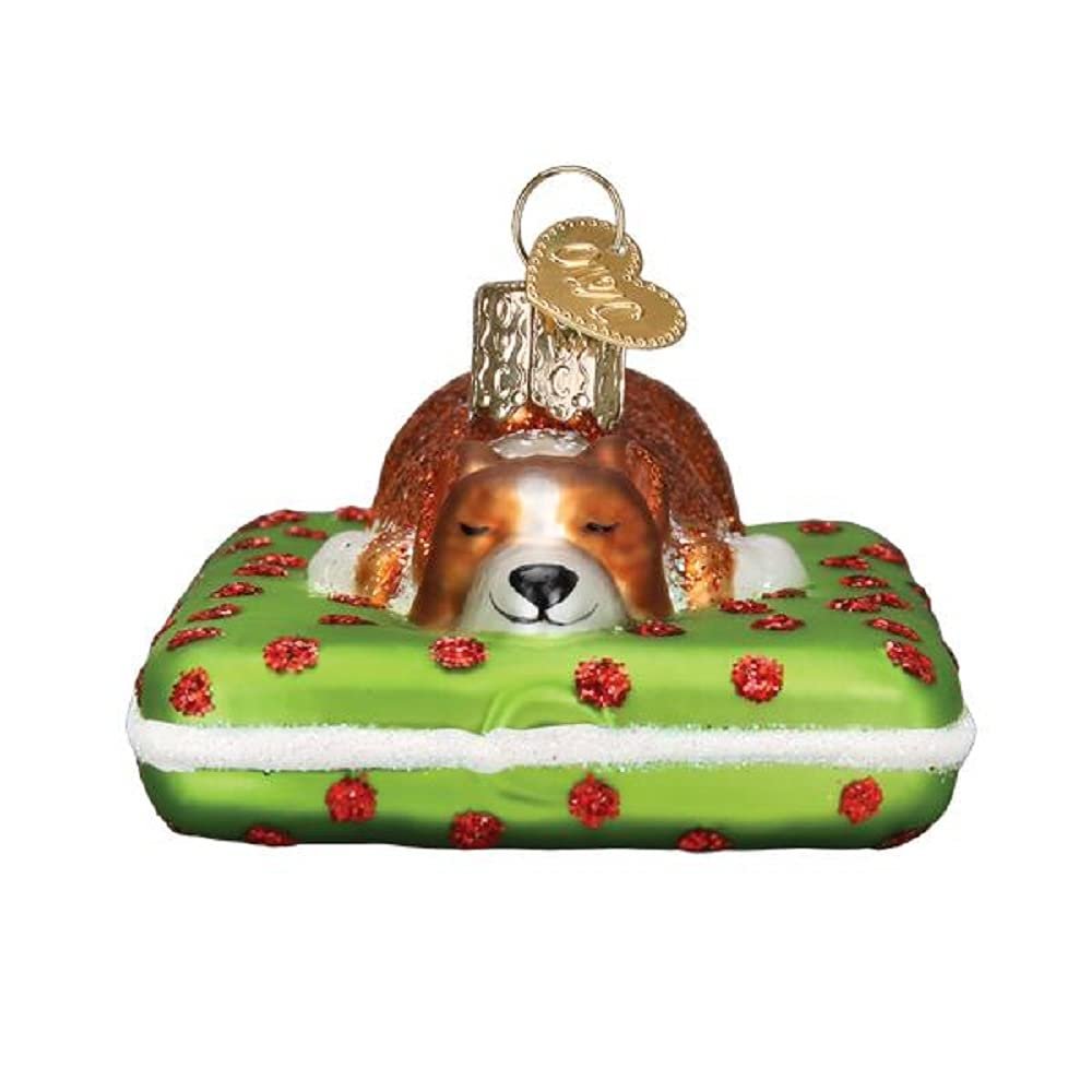 Old World Christmas Sleepy Dog Glass Blown Christmas Ornament for Christmas Tree