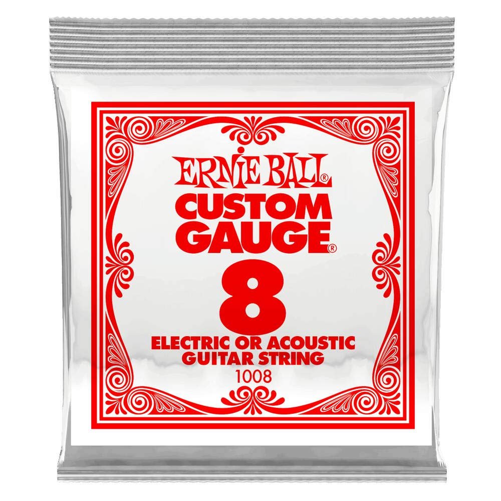 Ernie Ball Nickel Plain Single Guitar String .008 Gauge 6-Pack