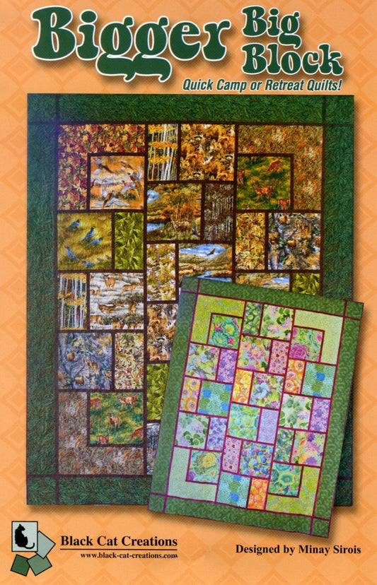 Bigger Big Block Quilt Pattern, for Large and Scenic Prints, Finished Sizes: 69in x 89in, 88in x 95in, 106in x 108in