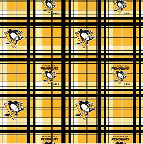 Pittsburgh Penguins Plaid Fleece Fabric Design-Sold by The Yard