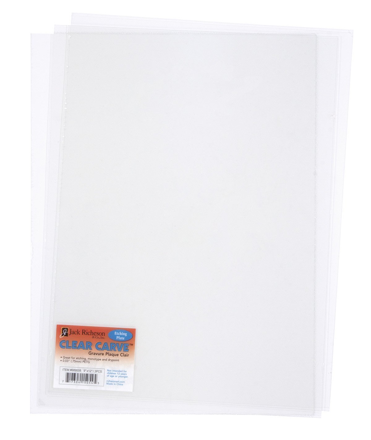 Jack Richeson 689008 Clear Carve 3 Pack Etching Plate, 9" X 12"