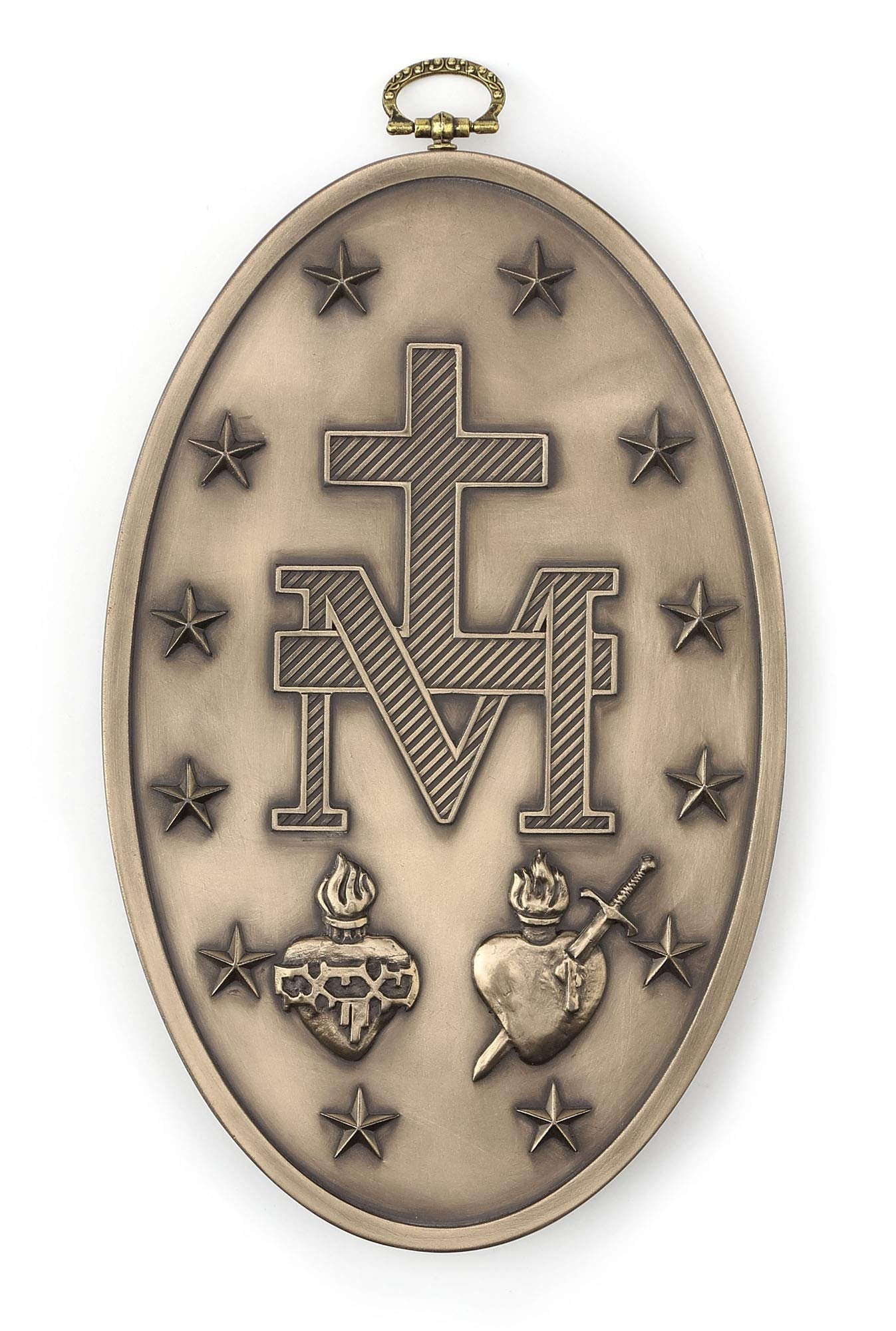 Veronese Design 8.5 Inch Medal of Our Lady of Graces Miraculous Medal Devotional Medal Bronze Finish Wall Sculpture