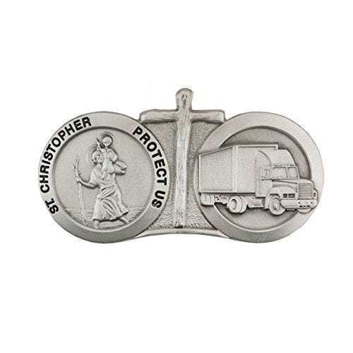McVan St Christopher Protect US 18 Wheeler Trucker Truck Auto Visor Clip with Cross