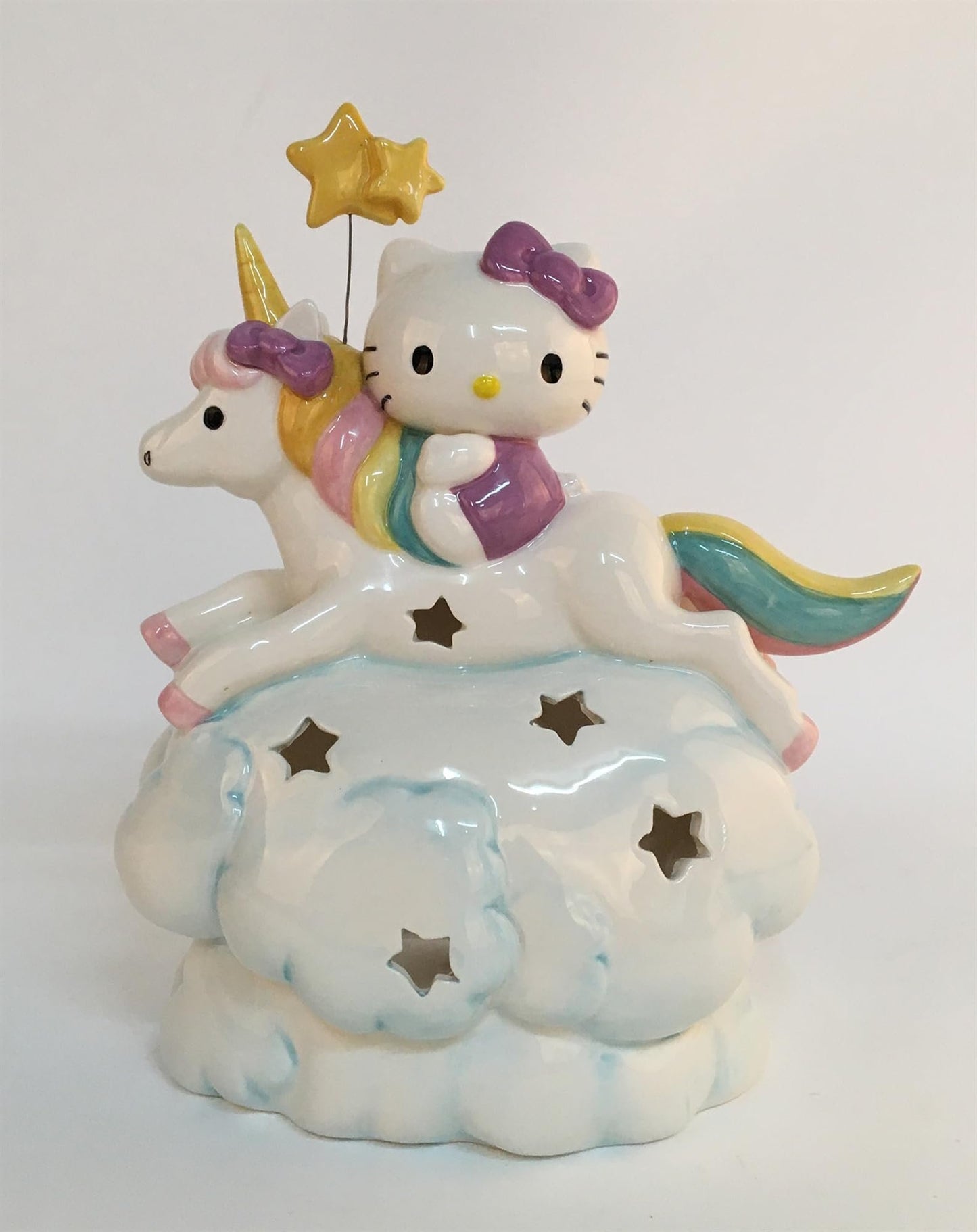Blue Sky Clayworks Hello Kitty and Unicorn Friend Above The Clouds - for Newborn Baby Nursery - (Nursery nightlight Illuminated by LED Candle NOT Included)