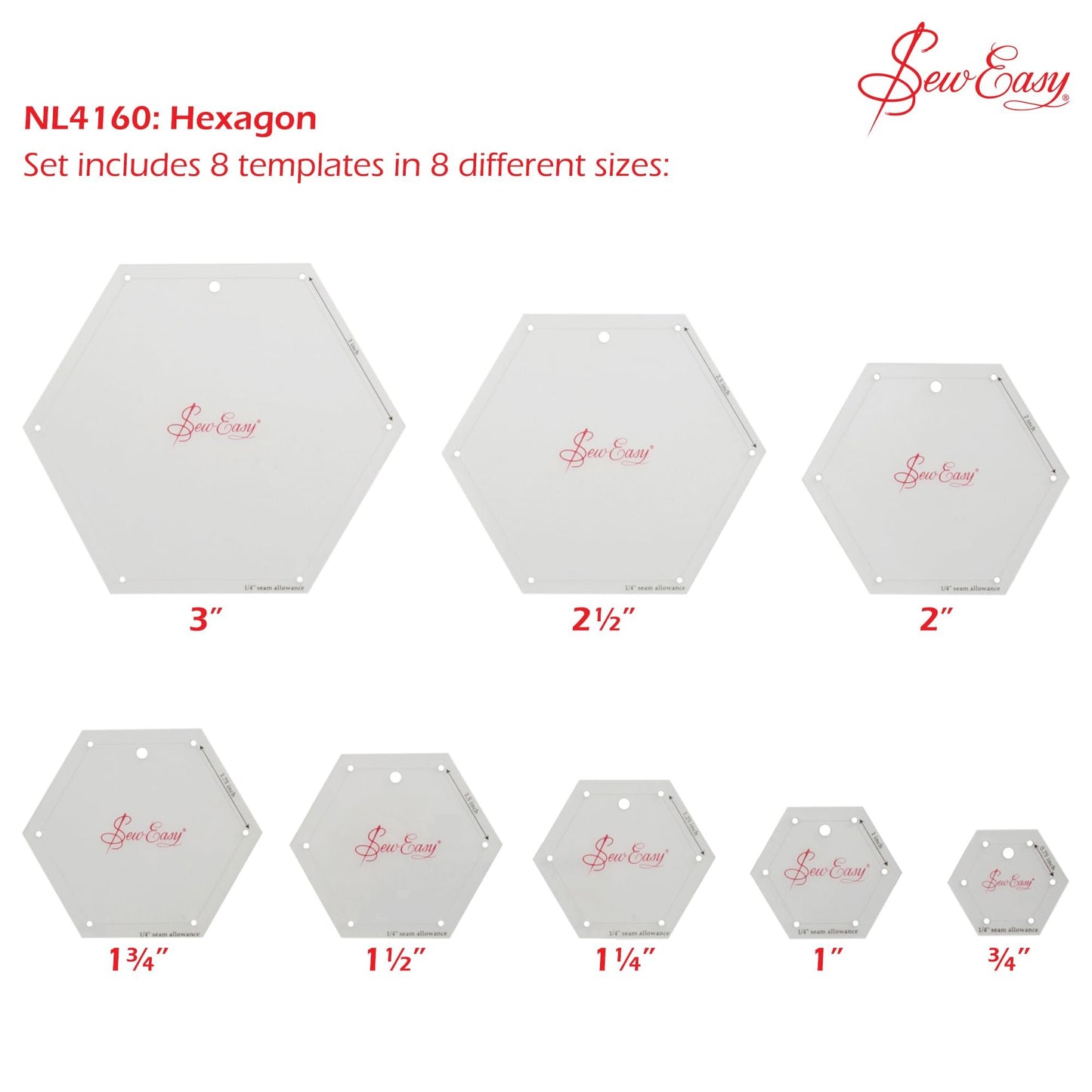 Sew Easy Patchwork Mini Hexagon Template Set