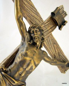 Joseph's Studio by Roman, Cross and Crucifix Collection, 13.25" H Antique Gold Crucifix, Home Décor, Devout Gift, Prayerful Inspiration (7x7x13)