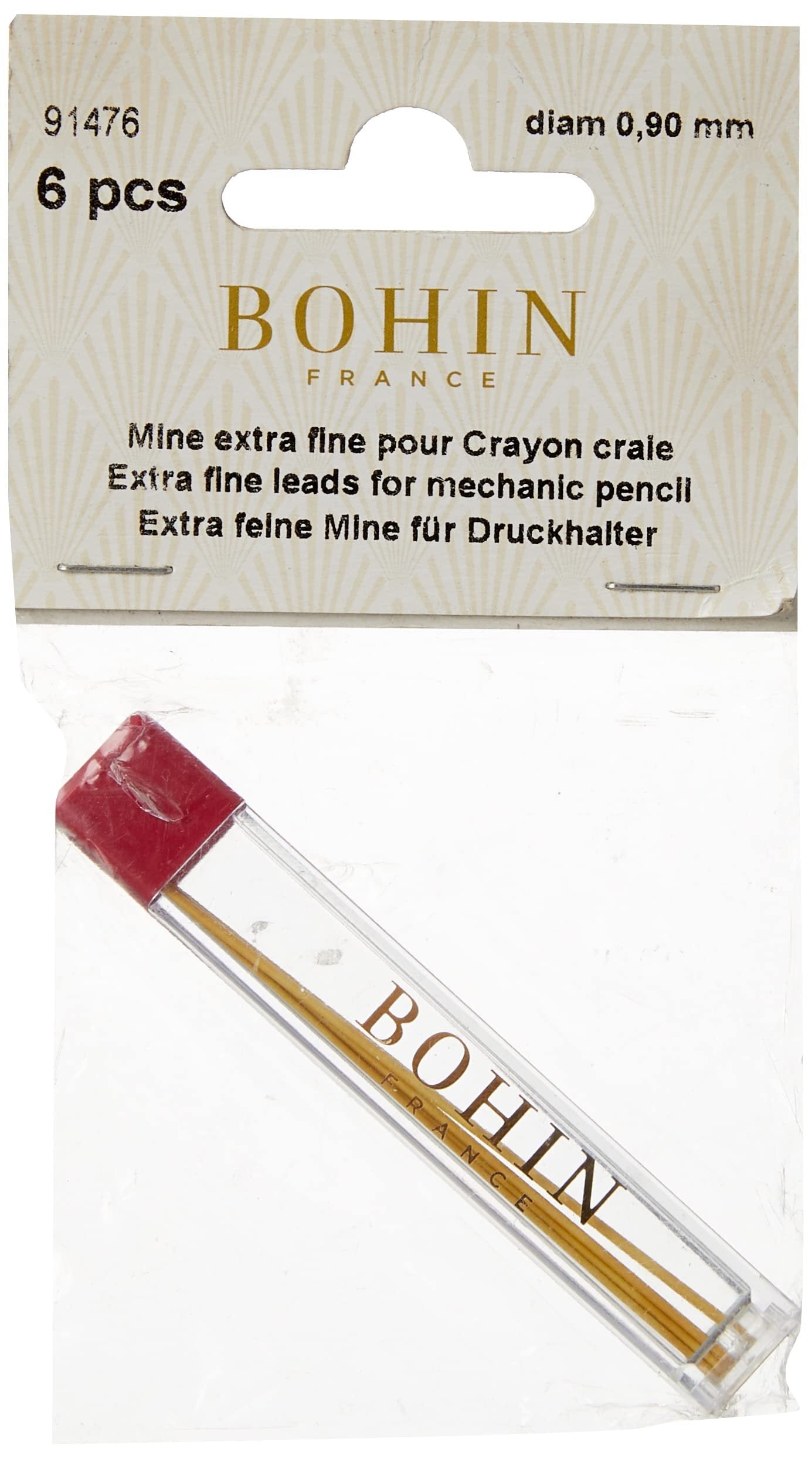 Bohin Mechanical Chalk Pencil Refill 6/Pkg, Yellow