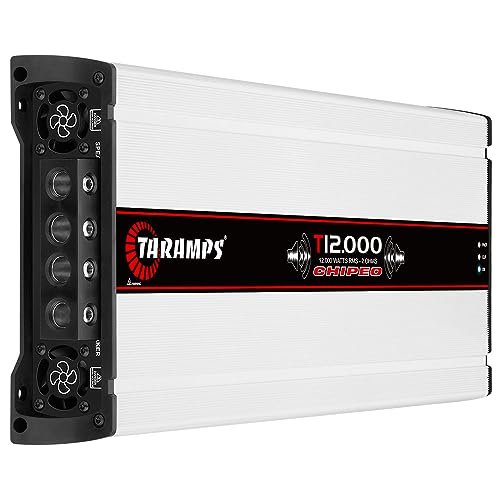 Taramps T 12.000 Chipeo Amplifier 2 Ohms 12000 Watts RMS 1 Channel Car Audio Peak Power 13300W RMS Monoblock Amp, Compatible with Monitor Level Remote