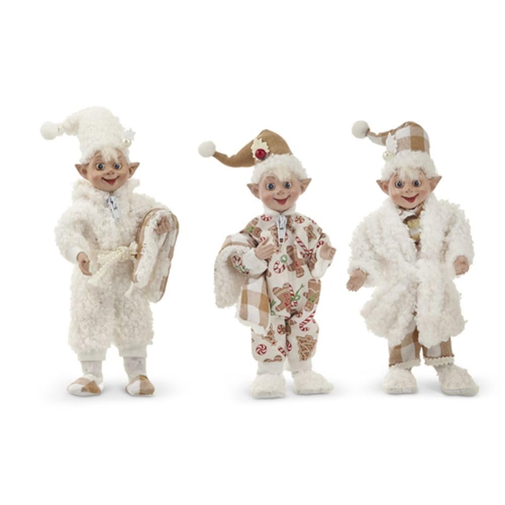 Raz Imports Sherpa Bedtime Elf Set of 3 Assorted 7 Inch