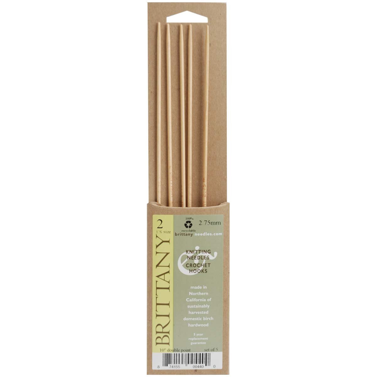 Brittany Double Point Knitting Needles 10" 5/Pkg-Size 10/6mm, DP10-10, by Brittany, One (1)