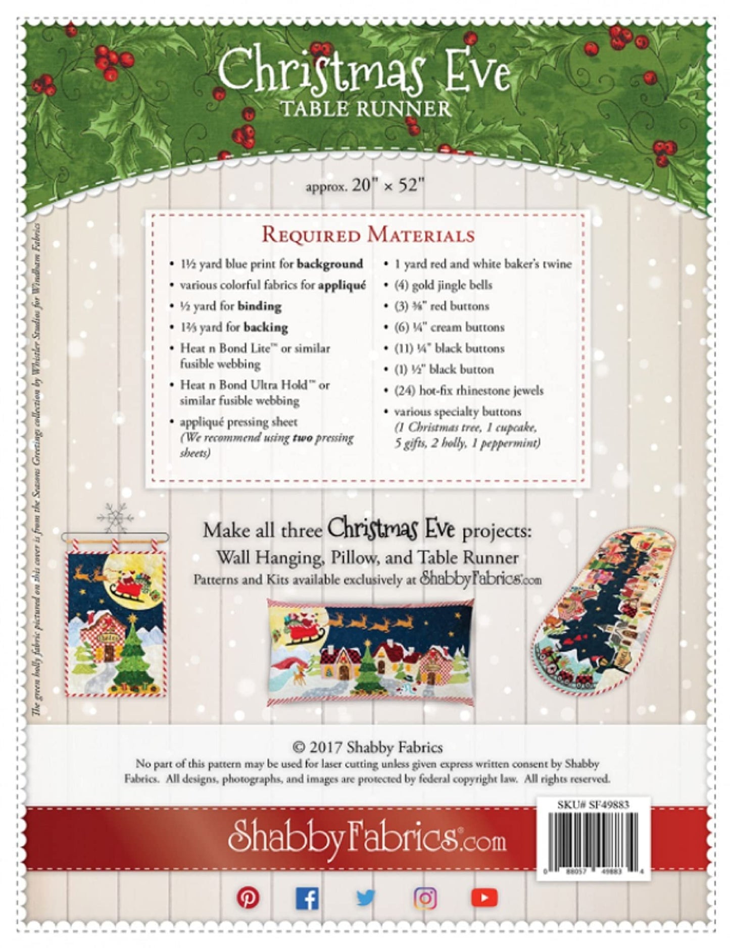 Christmas Eve Table Runner - Pattern