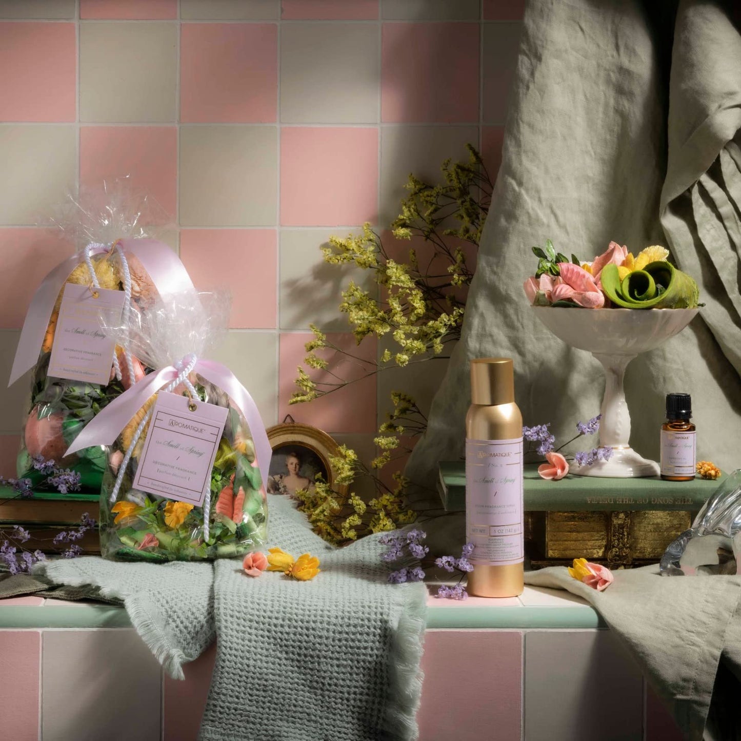 Aromatique The Smell of Spring Aerosol Room Spray Set of 2 - Home Fragrance, Long Lasting Room Air Freshener Home Spray Deodorizer Xmas Christmas Gifts Notes of Hyacinth, Jasmine, Rose, Vanilla 5oz