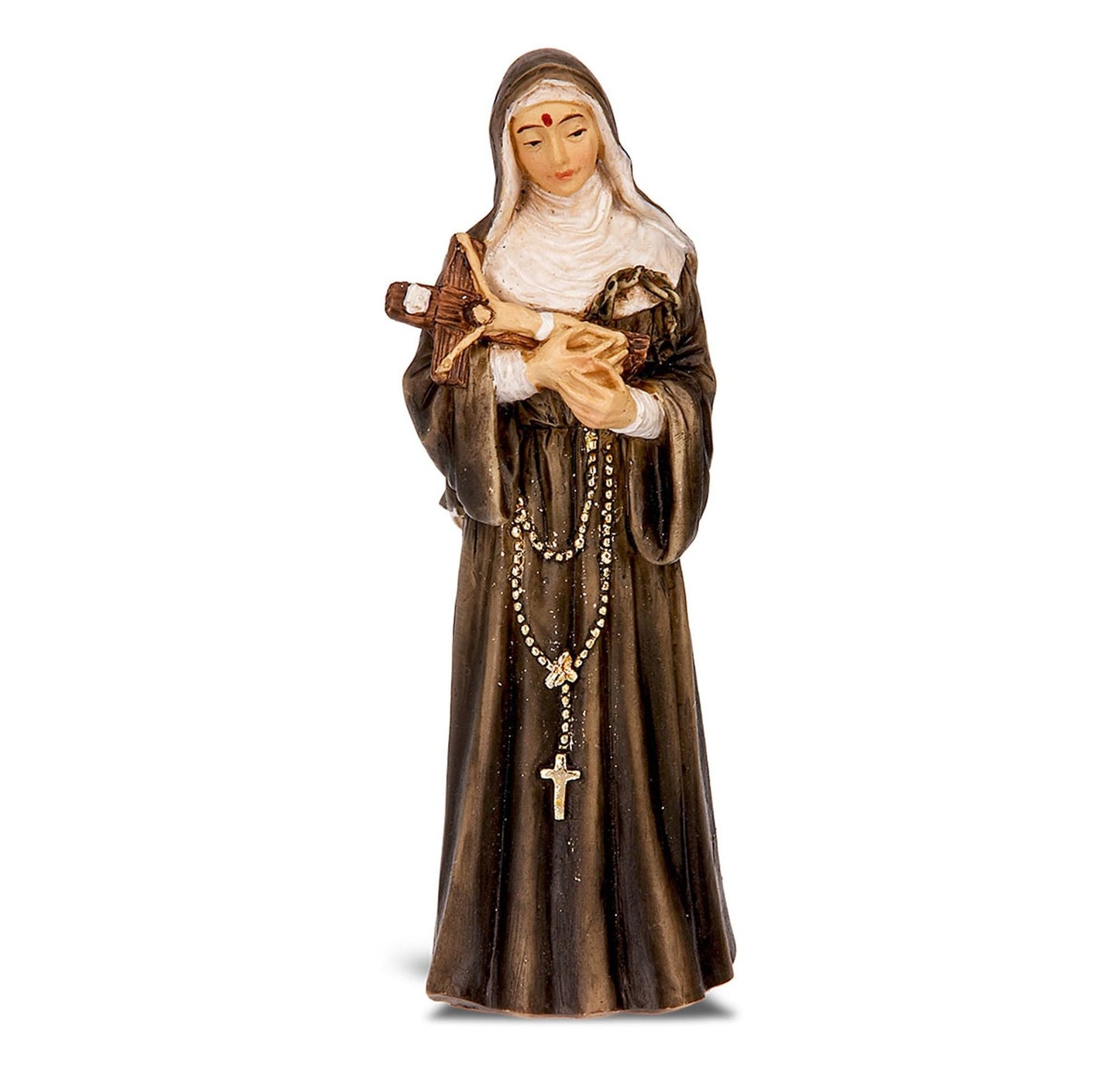WJH Saint Rita of Cascia 4 Inch (H) Statue with Gold Embossed Prayer Card