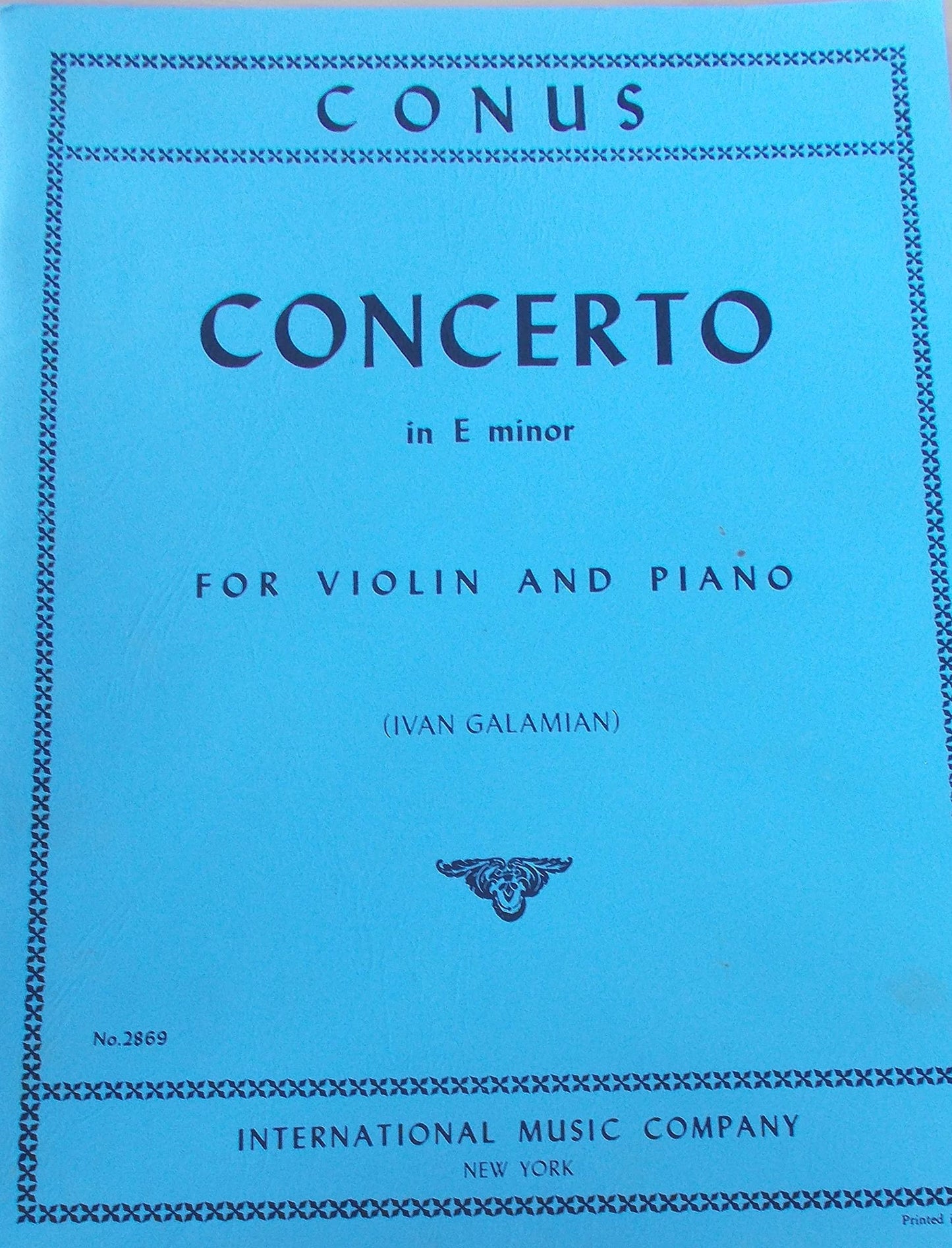 Conus, Julius - Concerto in e minor for Violin and Piano - Arranged by Galamian - International