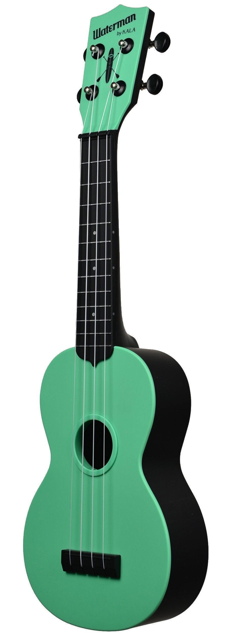 Kala Makala Waterman Soprano Ukulele with Color Top/Black Back (Seafoam Green)