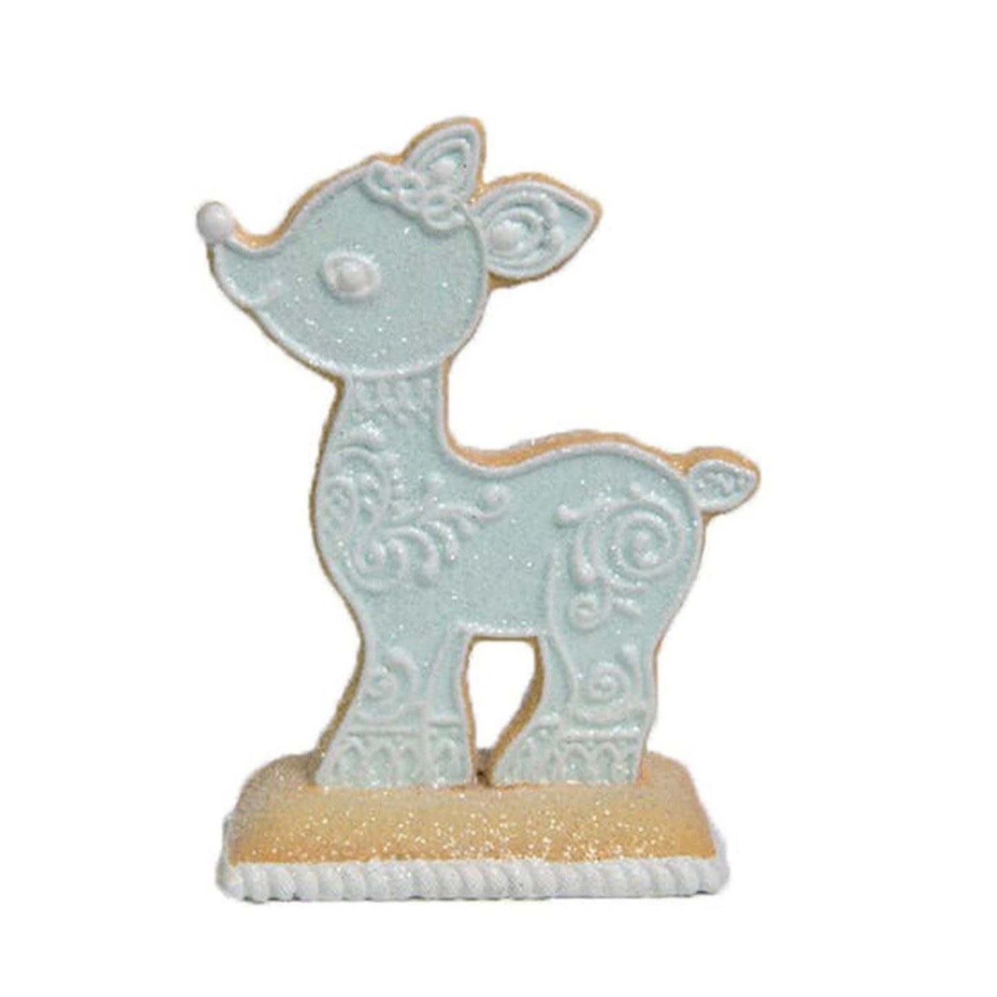 December Diamonds Santas Cookie Factory Blue Cookie Reindeer Figurine